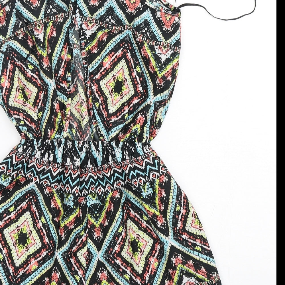 Atmosphere Womens Multicoloured Argyle/Diamond Polyester Playsuit One-Piece Size 8