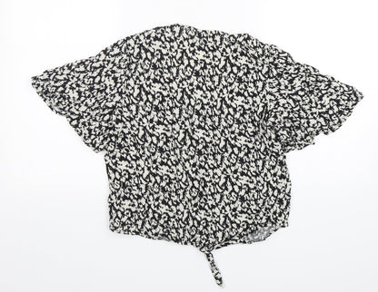 F&F Womens Multicoloured Animal Print Viscose Basic Button-Up Size 10 V-Neck