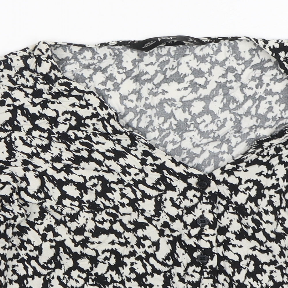 F&F Womens Multicoloured Animal Print Viscose Basic Button-Up Size 10 V-Neck