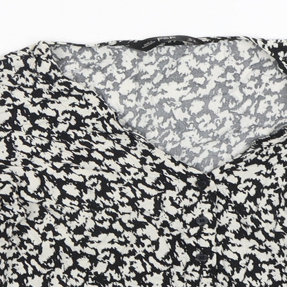 F&F Womens Multicoloured Animal Print Viscose Basic Button-Up Size 10 V-Neck