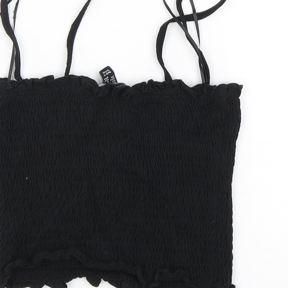 Womens UK Size 8 New Look Black Cropped Tank