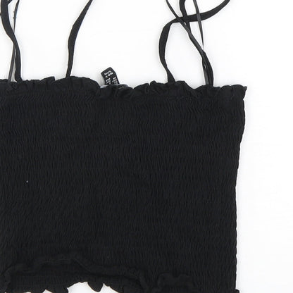 Womens UK Size 8 New Look Black Cropped Tank