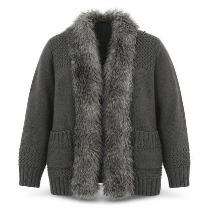 Front view of Topshop women’s grey v-neck acrylic cardigan jumper, size UK 10