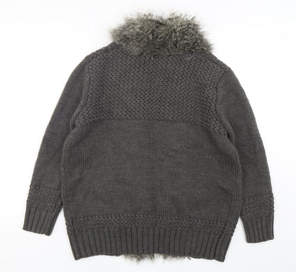 Womens UK Size 10 Topshop Grey Cardigan Jumper