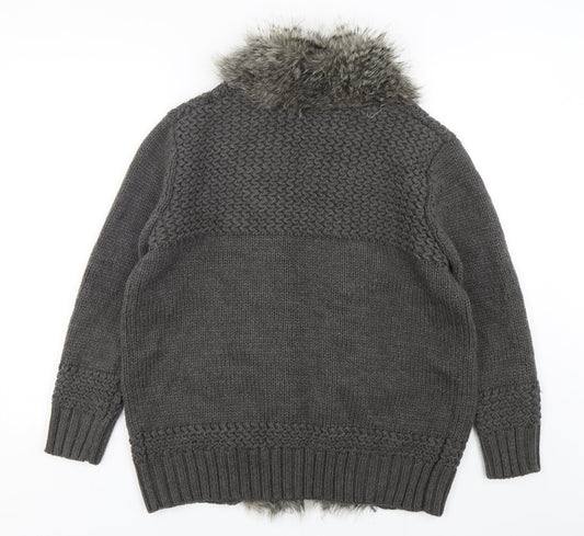 Womens UK Size 10 Topshop Grey Cardigan Jumper