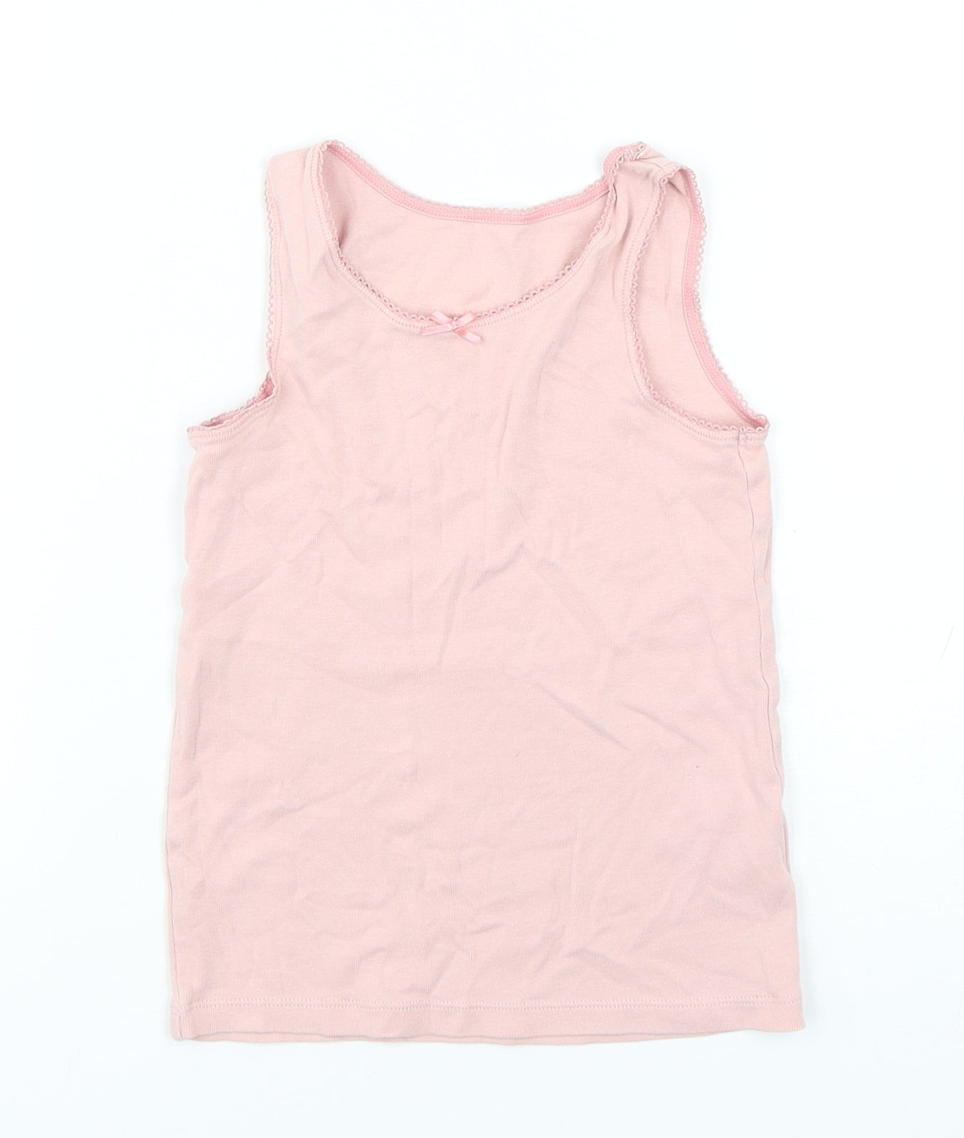 Marks and Spencer Girls Pink  Cotton Basic Tank Size 5-6 Years Round Neck Pullover