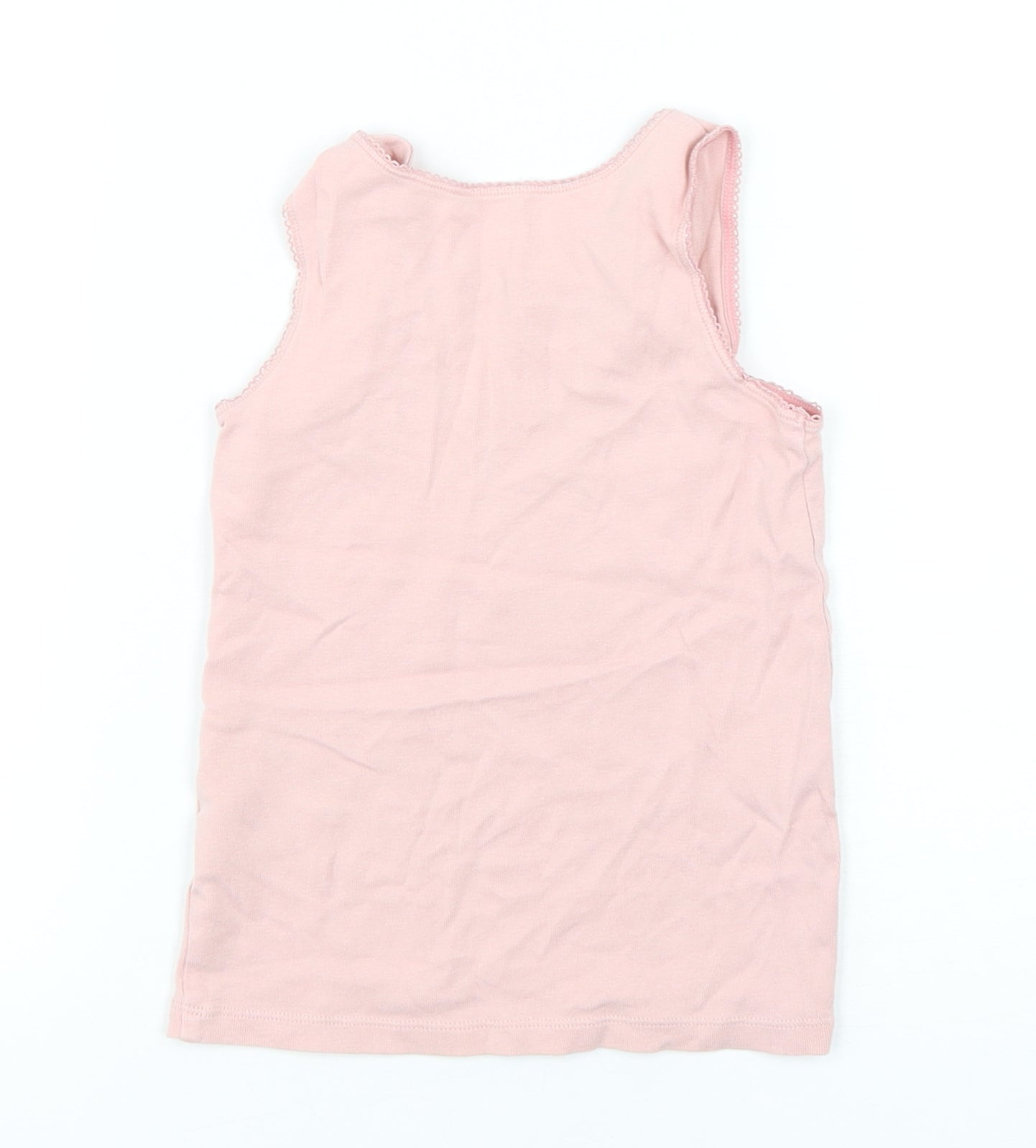 Marks and Spencer Girls Pink  Cotton Basic Tank Size 5-6 Years Round Neck Pullover