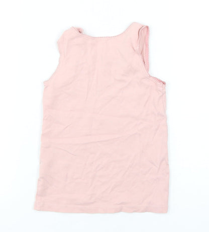 Marks and Spencer Girls Pink  Cotton Basic Tank Size 5-6 Years Round Neck Pullover