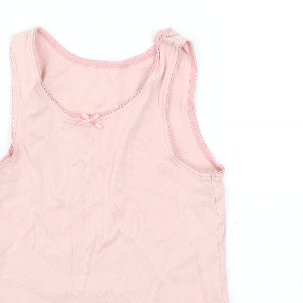 Marks and Spencer Girls Pink  Cotton Basic Tank Size 5-6 Years Round Neck Pullover