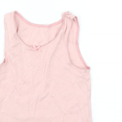 Marks and Spencer Girls Pink  Cotton Basic Tank Size 5-6 Years Round Neck Pullover