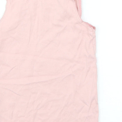 Marks and Spencer Girls Pink  Cotton Basic Tank Size 5-6 Years Round Neck Pullover
