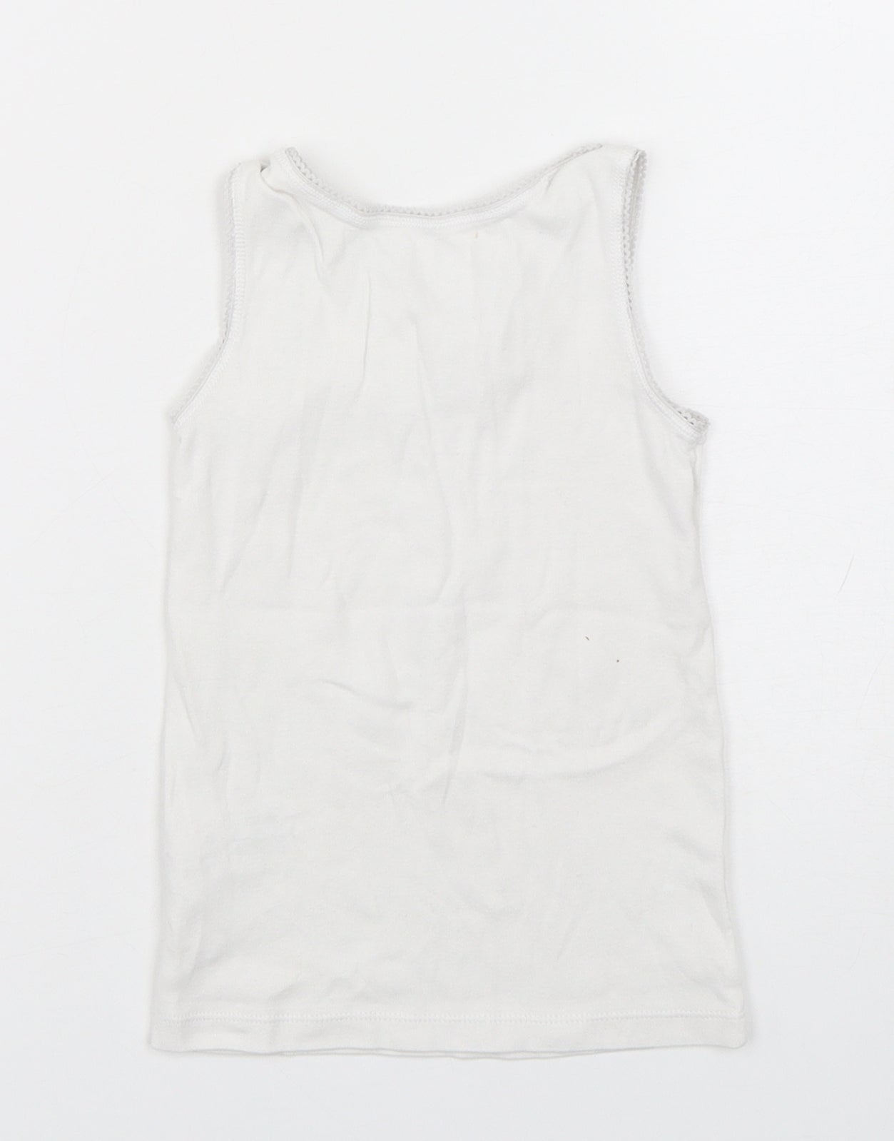 Marks and Spencer Girls White  Cotton Basic Tank Size 4-5 Years Round Neck Pullover - Princess Jasmine