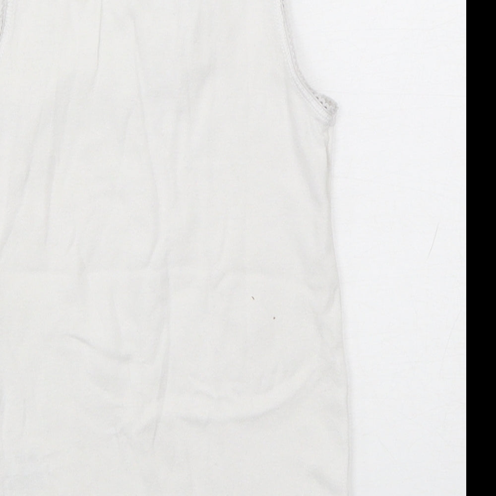 Marks and Spencer Girls White  Cotton Basic Tank Size 4-5 Years Round Neck Pullover - Princess Jasmine