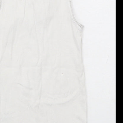Marks and Spencer Girls White  Cotton Basic Tank Size 4-5 Years Round Neck Pullover - Princess Jasmine