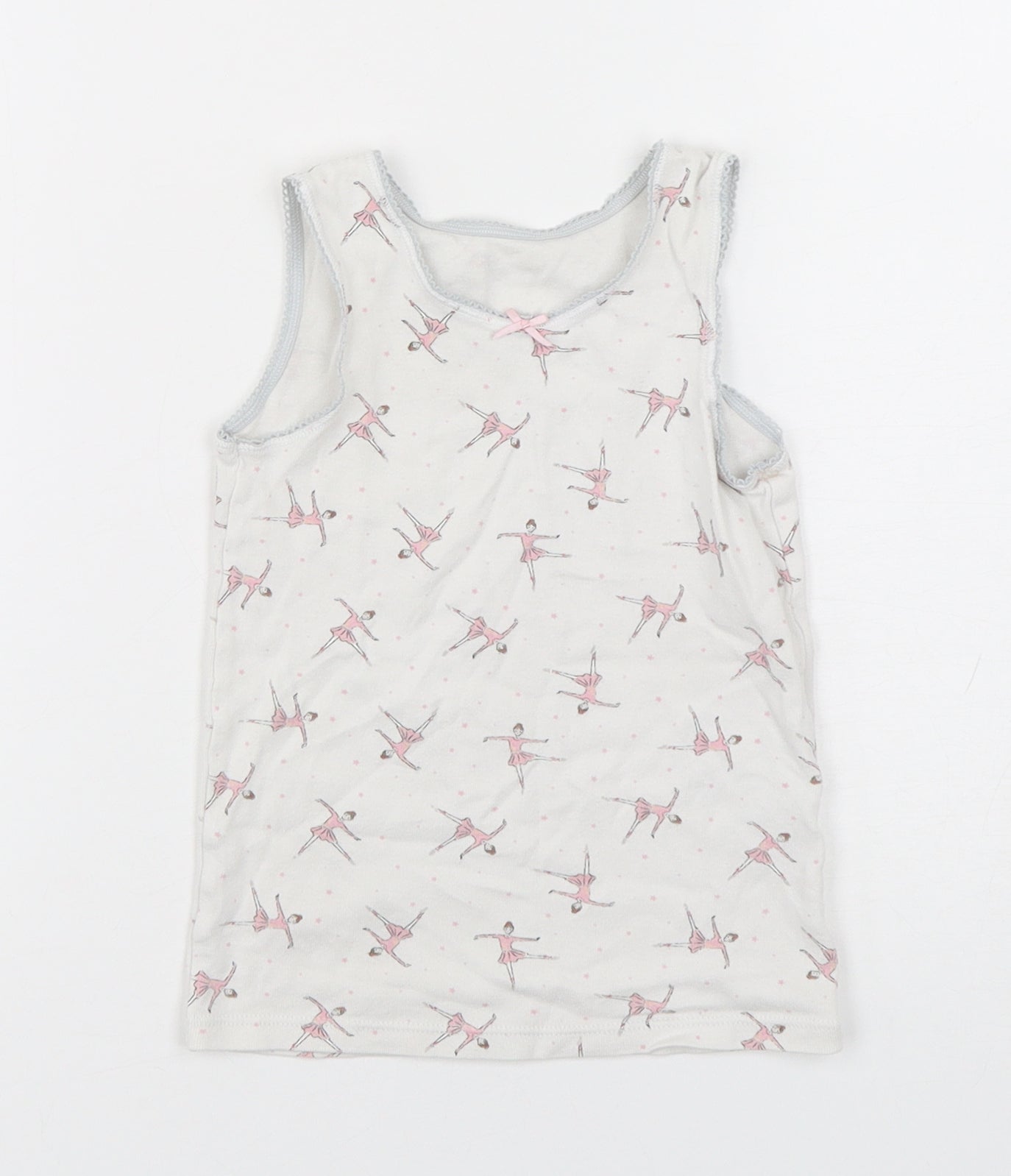 Marks and Spencer Girls Multicoloured Spotted Cotton Basic Tank Size 4-5 Years Round Neck Pullover - ballerina
