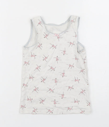 Marks and Spencer Girls Multicoloured Spotted Cotton Basic Tank Size 4-5 Years Round Neck Pullover - ballerina