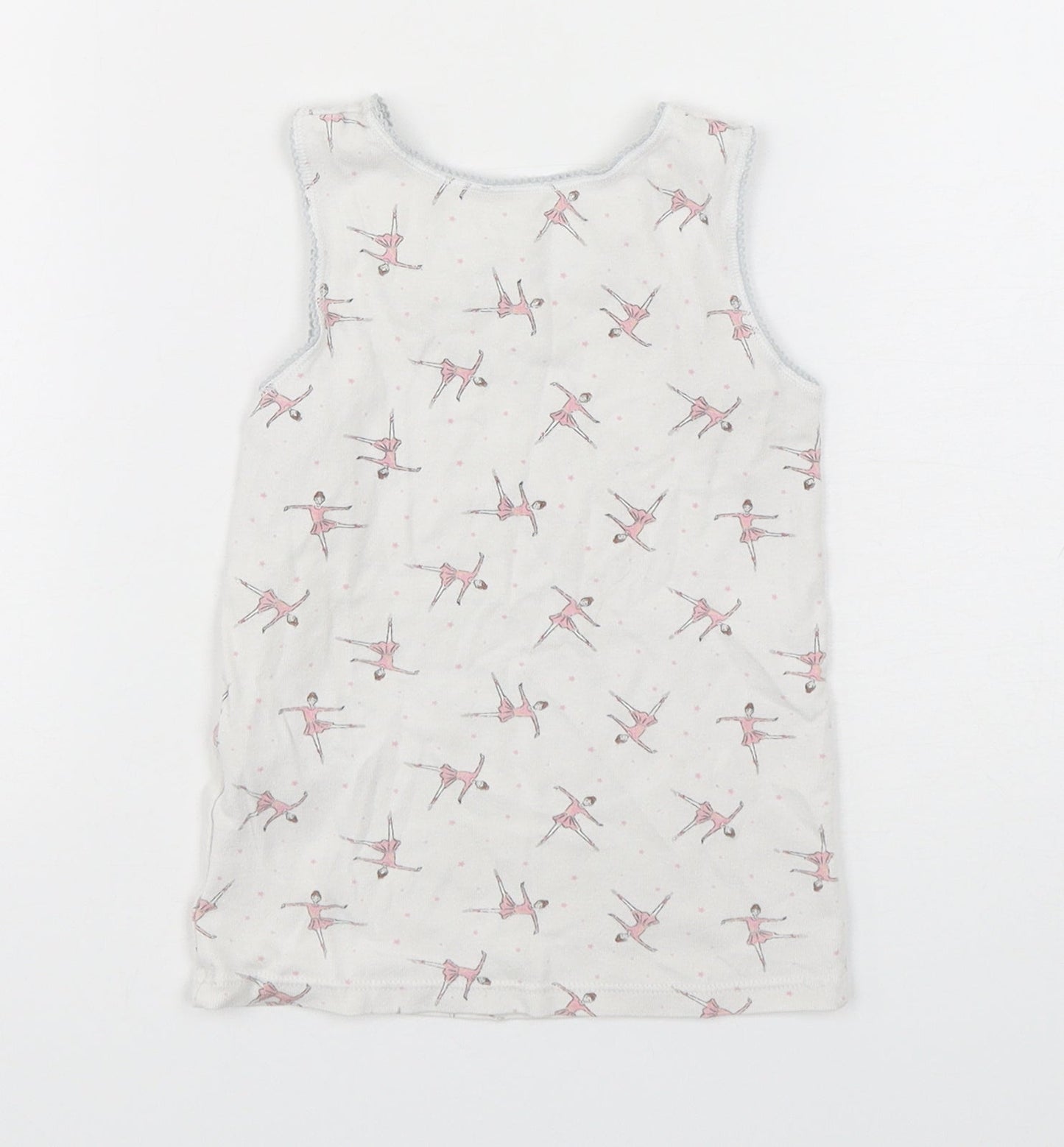 Marks and Spencer Girls Multicoloured Spotted Cotton Basic Tank Size 4-5 Years Round Neck Pullover - ballerina