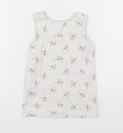 Marks and Spencer Girls Multicoloured Spotted Cotton Basic Tank Size 4-5 Years Round Neck Pullover - ballerina