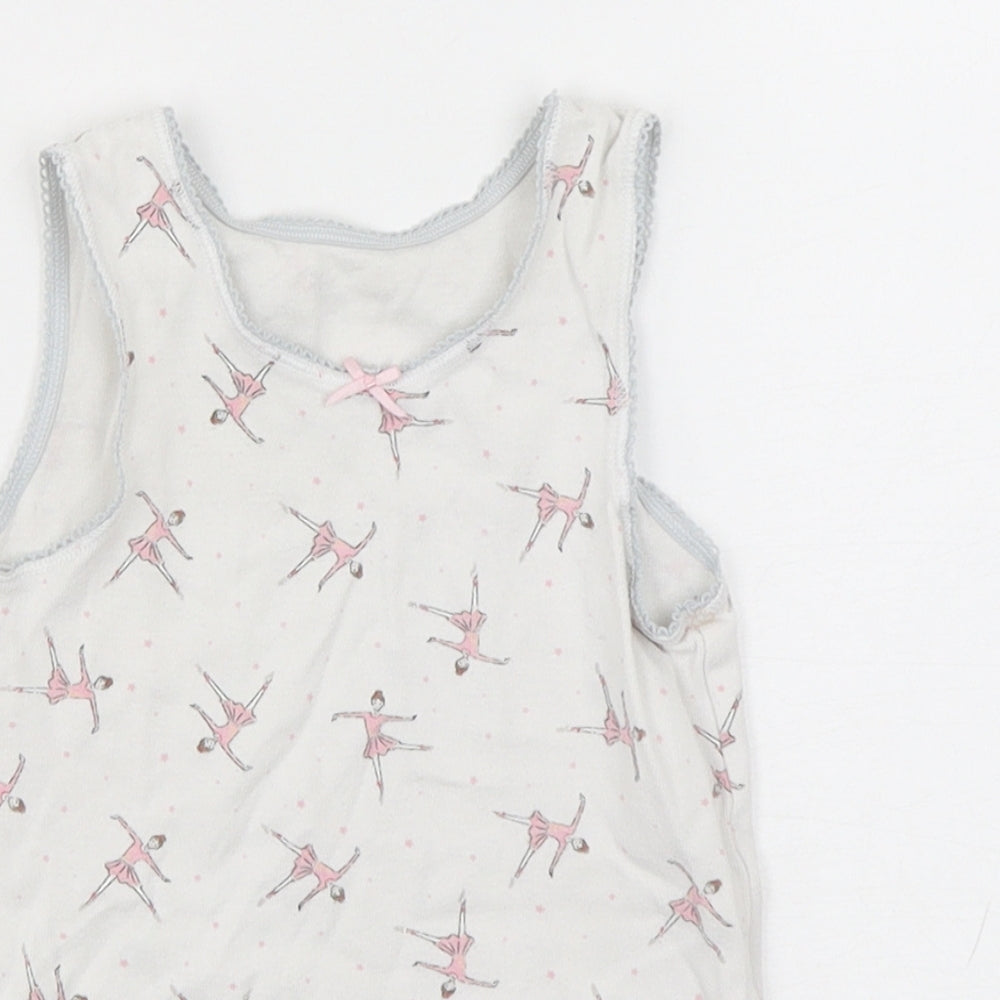 Marks and Spencer Girls Multicoloured Spotted Cotton Basic Tank Size 4-5 Years Round Neck Pullover - ballerina