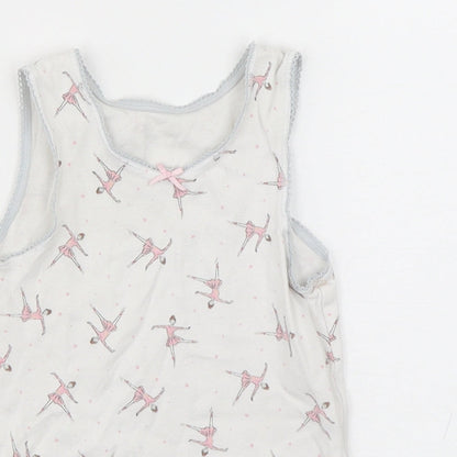 Marks and Spencer Girls Multicoloured Spotted Cotton Basic Tank Size 4-5 Years Round Neck Pullover - ballerina