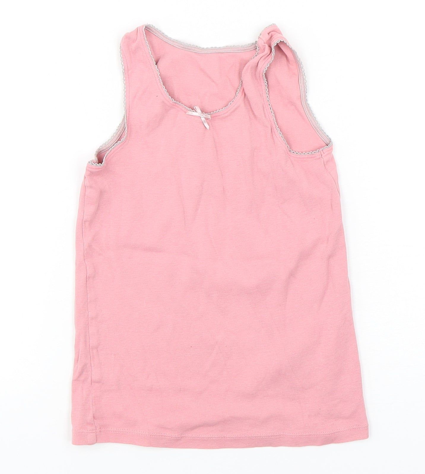 Marks and Spencer Girls Pink  Cotton Basic Tank Size 5-6 Years Round Neck Pullover