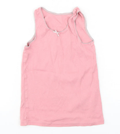 Marks and Spencer Girls Pink  Cotton Basic Tank Size 5-6 Years Round Neck Pullover