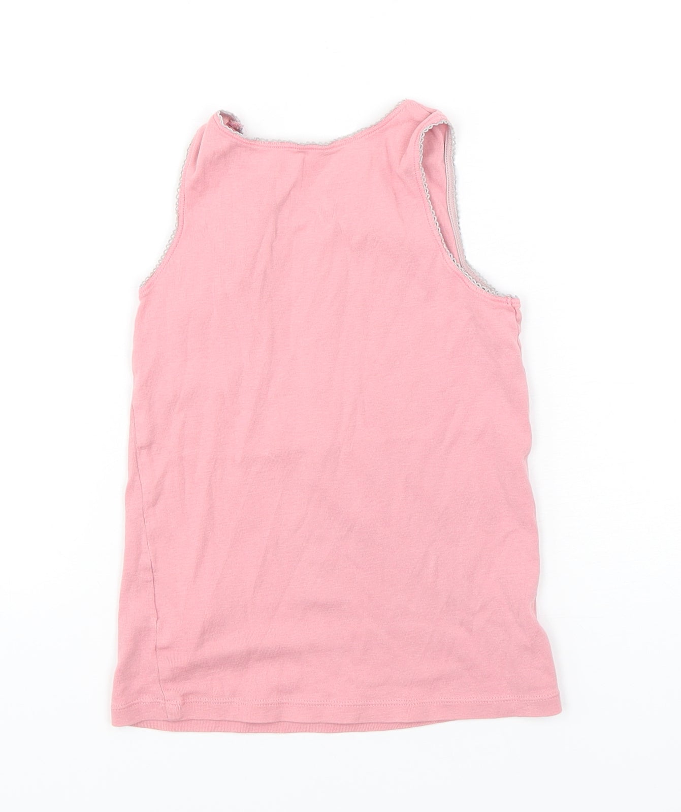 Marks and Spencer Girls Pink  Cotton Basic Tank Size 5-6 Years Round Neck Pullover