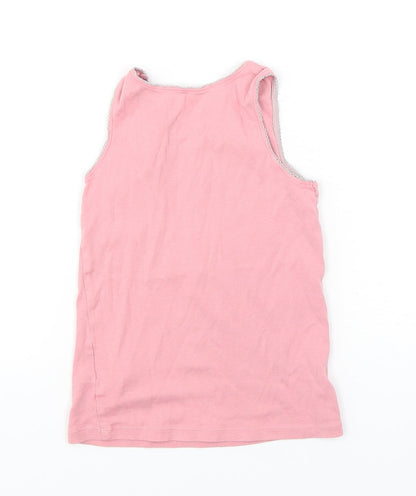 Marks and Spencer Girls Pink  Cotton Basic Tank Size 5-6 Years Round Neck Pullover