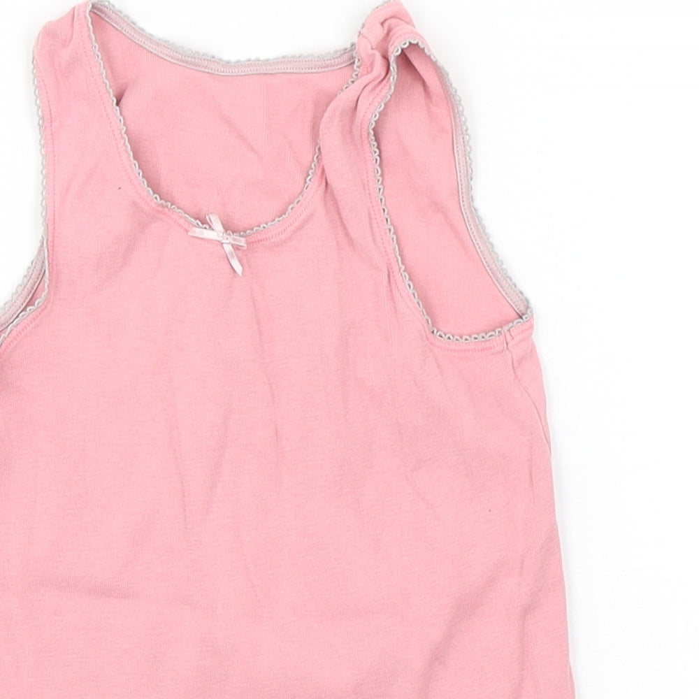 Marks and Spencer Girls Pink  Cotton Basic Tank Size 5-6 Years Round Neck Pullover