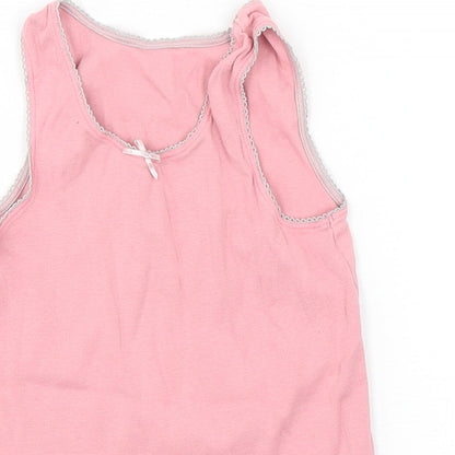 Marks and Spencer Girls Pink  Cotton Basic Tank Size 5-6 Years Round Neck Pullover