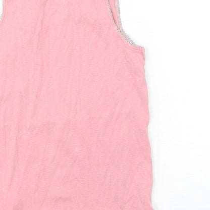 Marks and Spencer Girls Pink  Cotton Basic Tank Size 5-6 Years Round Neck Pullover