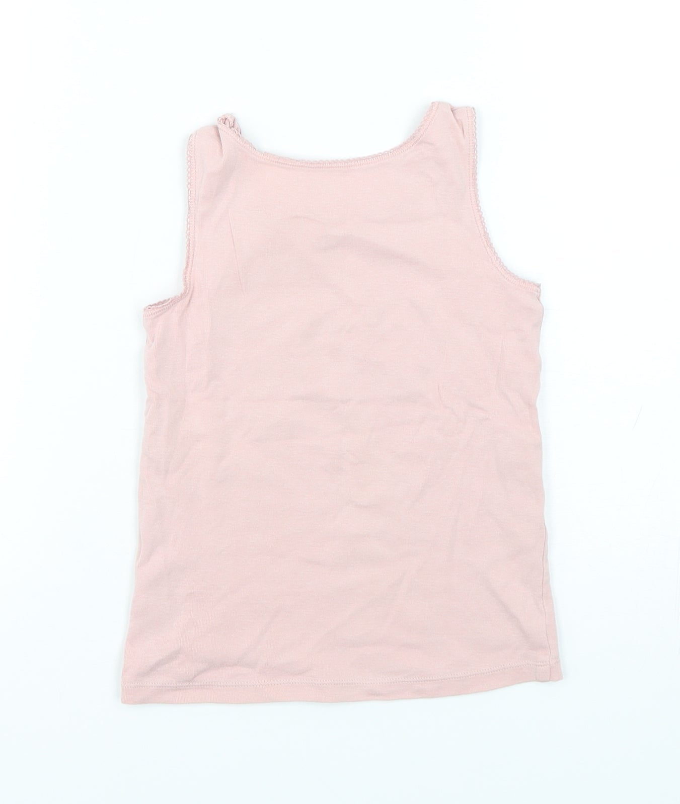 Marks and Spencer Girls Pink  Cotton Basic Tank Size 5-6 Years Round Neck Pullover