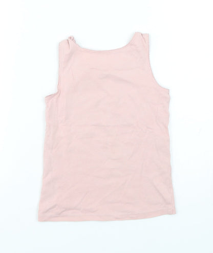 Marks and Spencer Girls Pink  Cotton Basic Tank Size 5-6 Years Round Neck Pullover