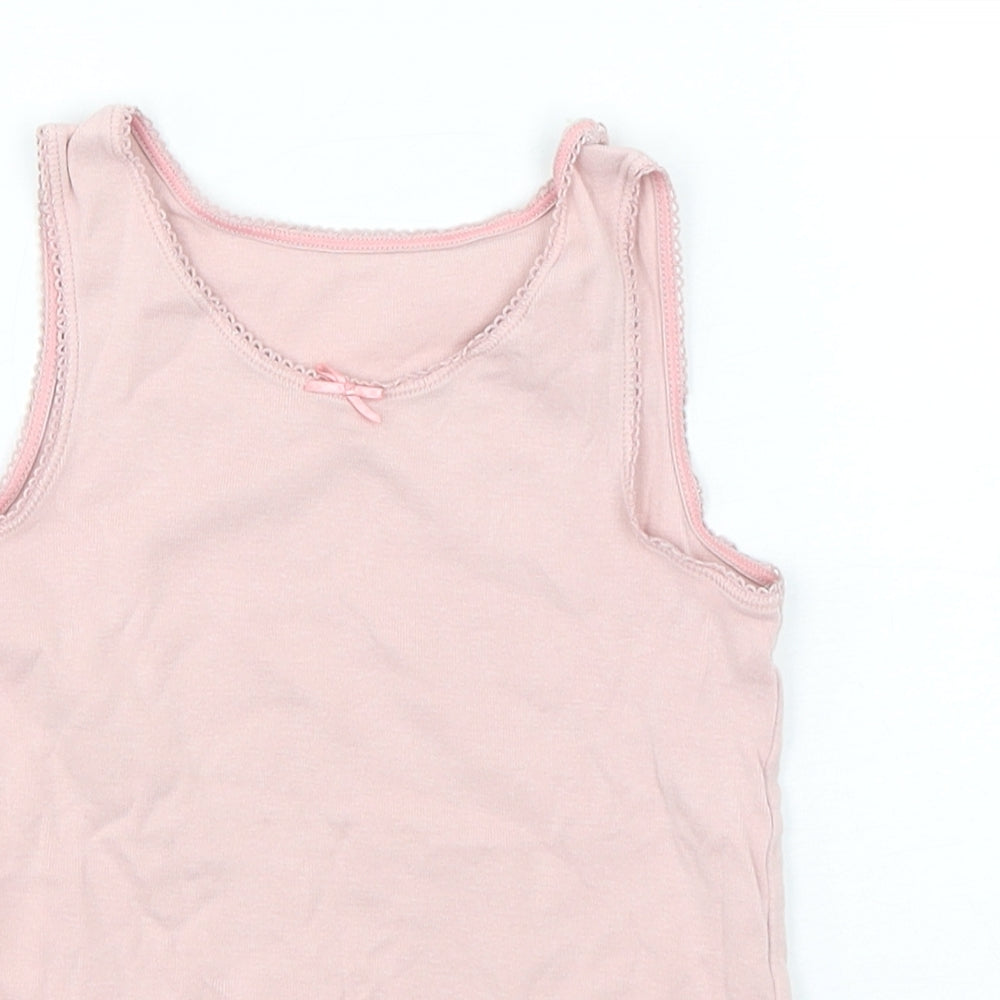 Marks and Spencer Girls Pink  Cotton Basic Tank Size 5-6 Years Round Neck Pullover