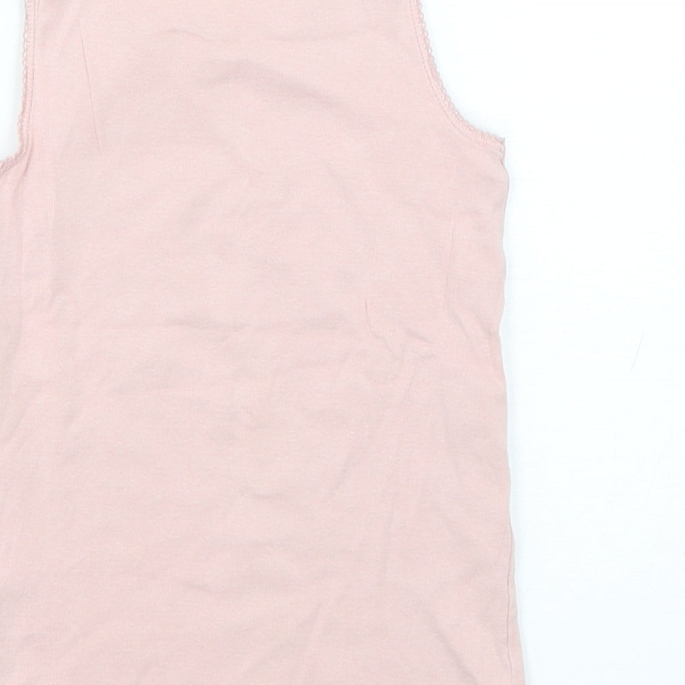 Marks and Spencer Girls Pink  Cotton Basic Tank Size 5-6 Years Round Neck Pullover