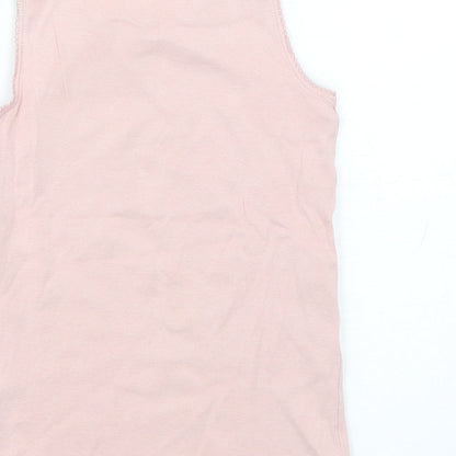 Marks and Spencer Girls Pink  Cotton Basic Tank Size 5-6 Years Round Neck Pullover
