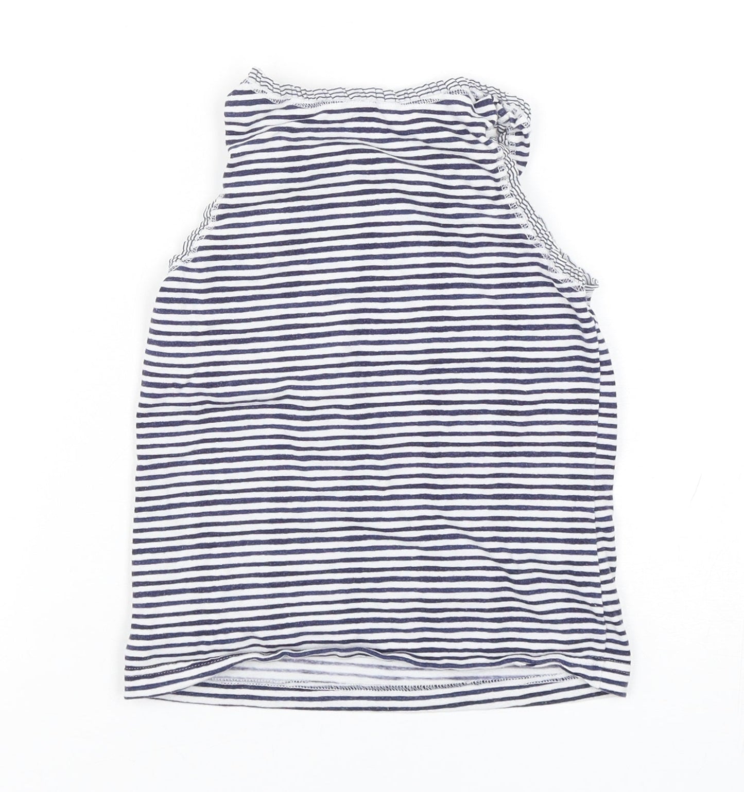 NEXT Girls Blue Striped Cotton Basic Tank Size 5-6 Years Round Neck Pullover