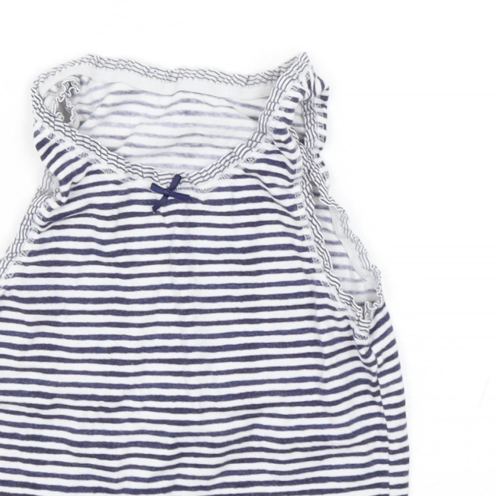 NEXT Girls Blue Striped Cotton Basic Tank Size 5-6 Years Round Neck Pullover