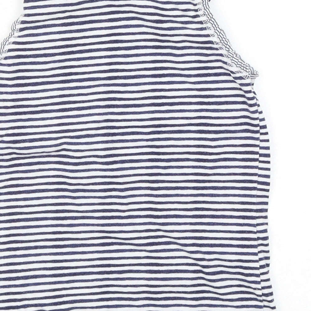 NEXT Girls Blue Striped Cotton Basic Tank Size 5-6 Years Round Neck Pullover