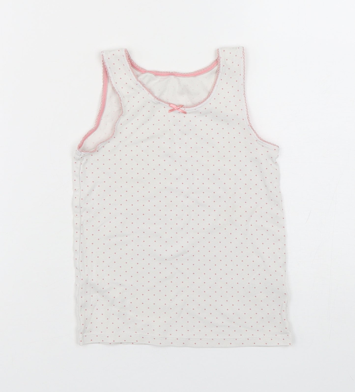 Marks and Spencer Girls Multicoloured Polka Dot Cotton Basic Tank Size 5-6 Years Round Neck Pullover