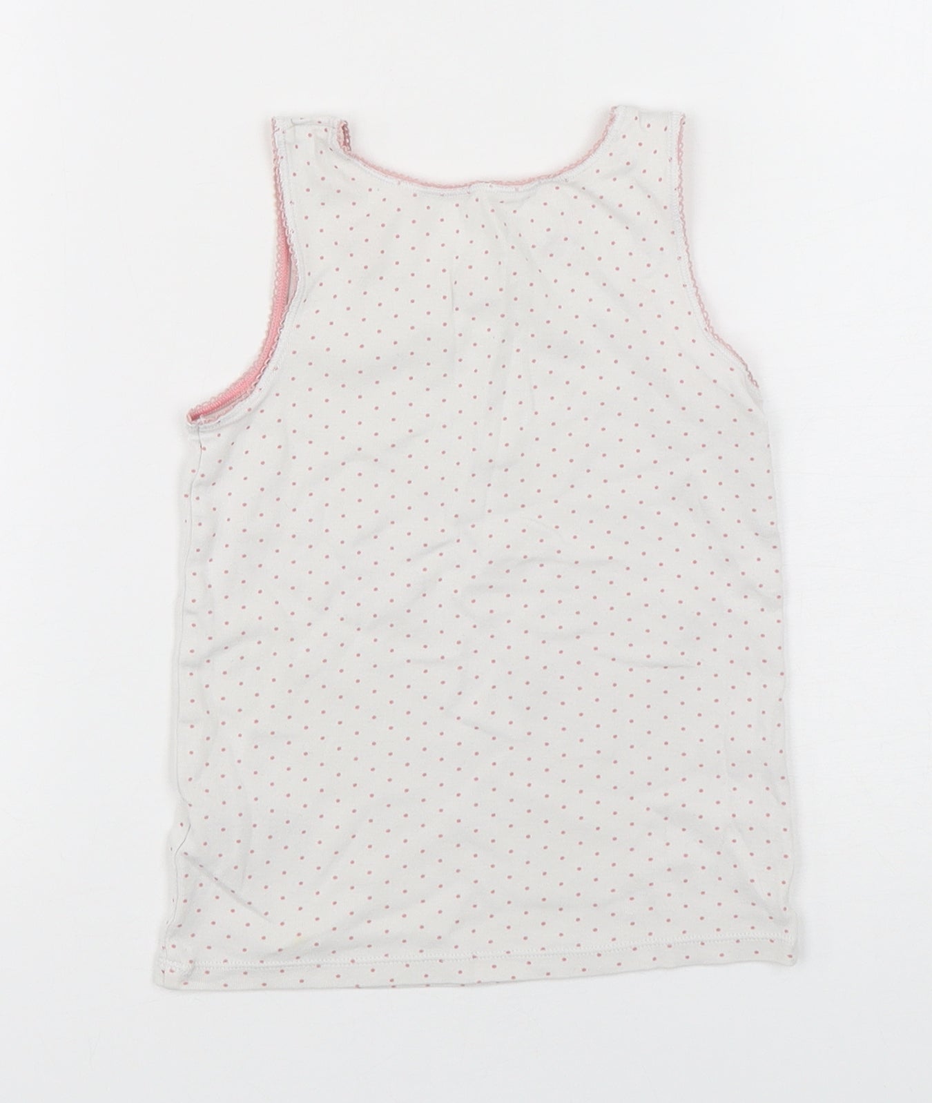Marks and Spencer Girls Multicoloured Polka Dot Cotton Basic Tank Size 5-6 Years Round Neck Pullover