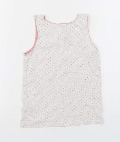 Marks and Spencer Girls Multicoloured Polka Dot Cotton Basic Tank Size 5-6 Years Round Neck Pullover