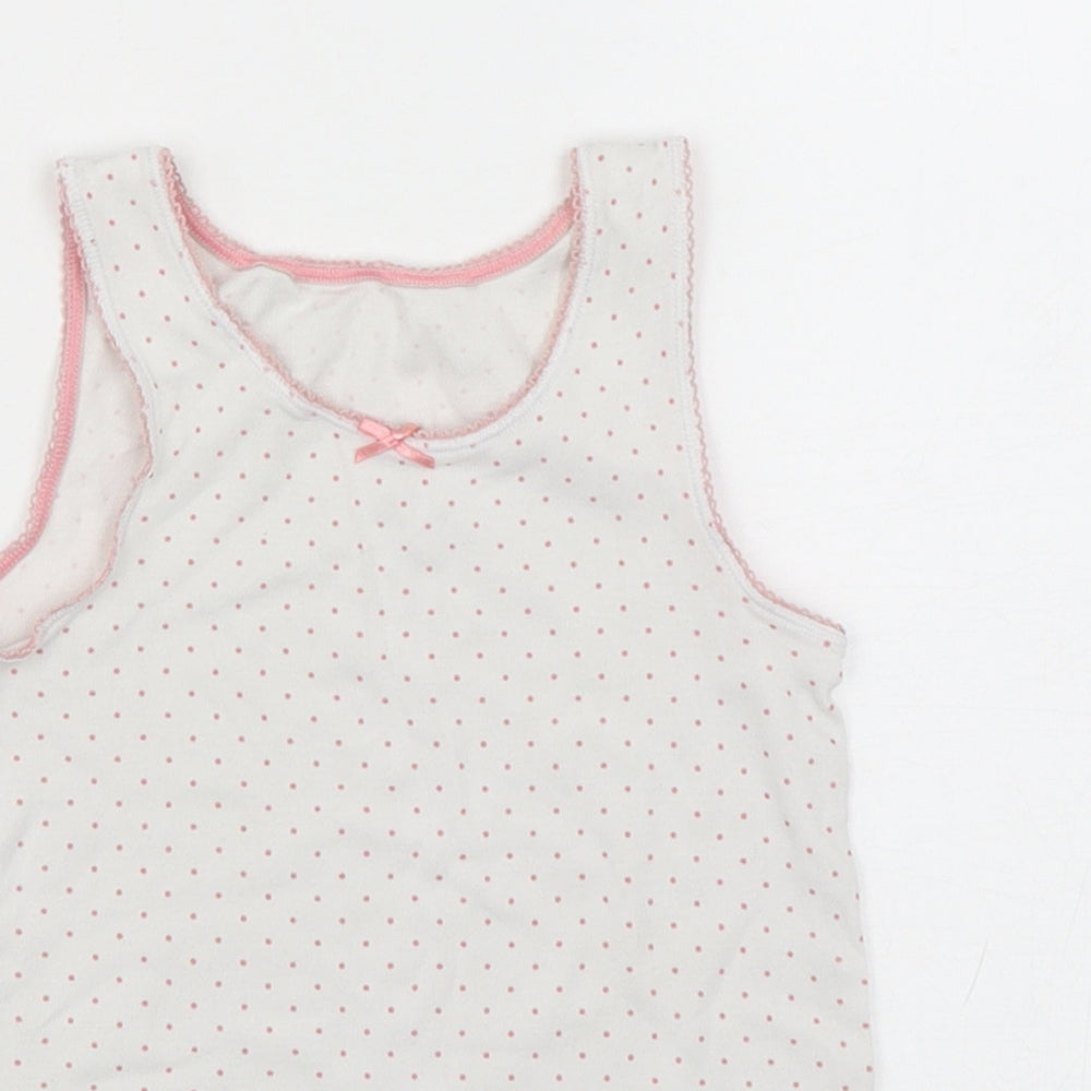 Marks and Spencer Girls Multicoloured Polka Dot Cotton Basic Tank Size 5-6 Years Round Neck Pullover
