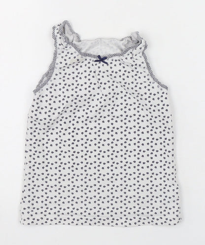 NEXT Girls Multicoloured Floral Cotton Basic Tank Size 5-6 Years Round Neck