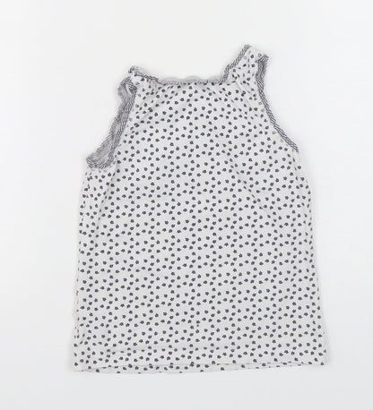 NEXT Girls Multicoloured Floral Cotton Basic Tank Size 5-6 Years Round Neck