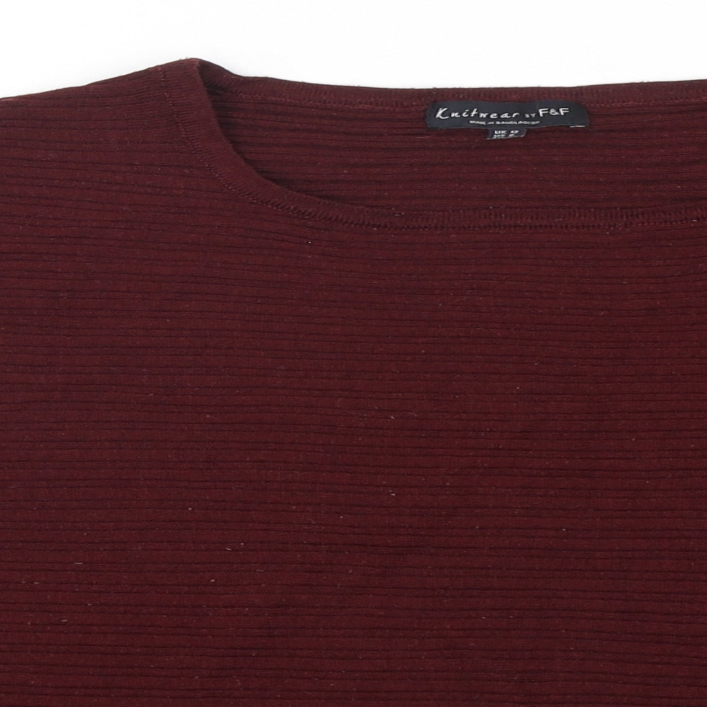 F&F Womens Purple Round Neck  Polyester Pullover Jumper Size 12