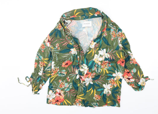 Promod Womens Green Floral Viscose Jacket Blazer Size 14