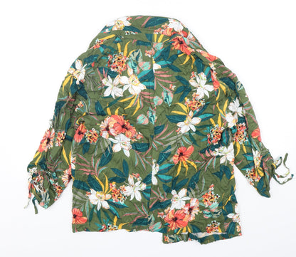 Promod Womens Green Floral Viscose Jacket Blazer Size 14