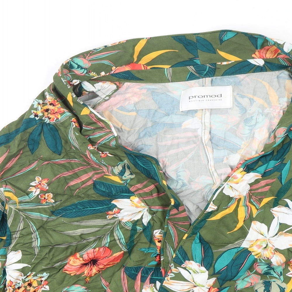 Promod Womens Green Floral Viscose Jacket Blazer Size 14