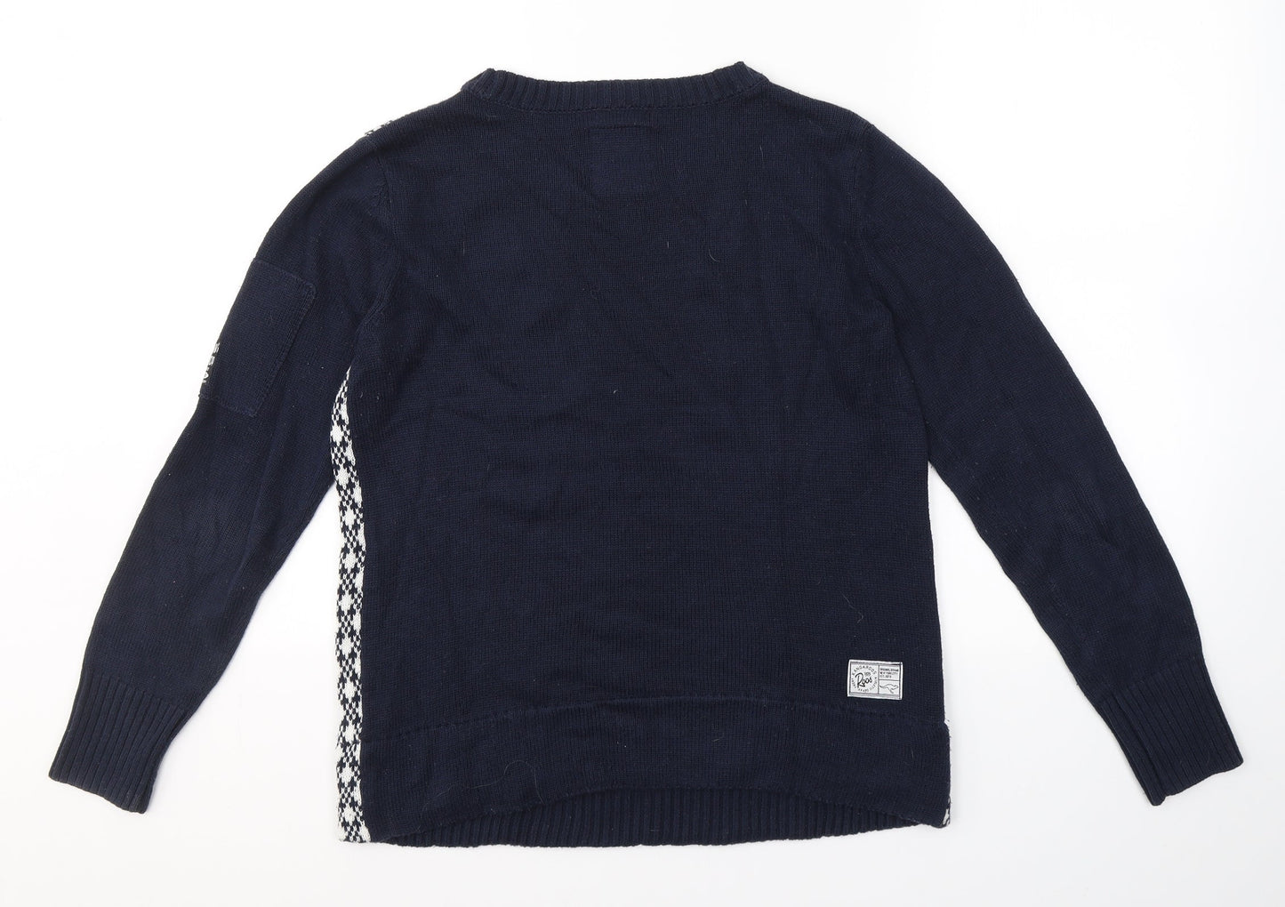 KangaROOS Womens Blue Round Neck Plaid Cotton Pullover Jumper Size 10